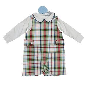 NWT Little English 12M Douglas Plaid Jon Jon Set